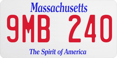 MA license plate 9MB240