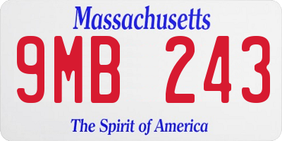 MA license plate 9MB243