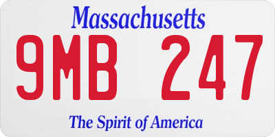 MA license plate 9MB247