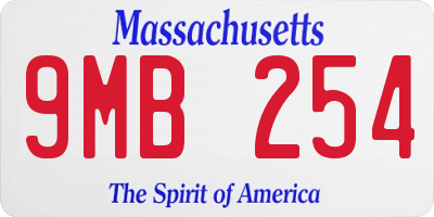 MA license plate 9MB254