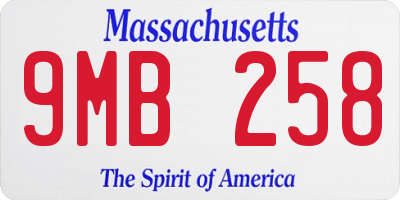 MA license plate 9MB258
