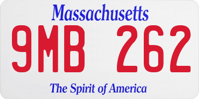 MA license plate 9MB262