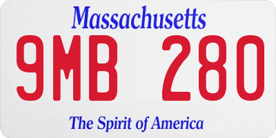 MA license plate 9MB280