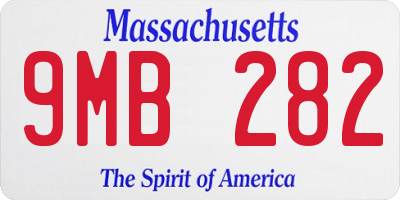 MA license plate 9MB282