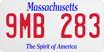 MA license plate 9MB283