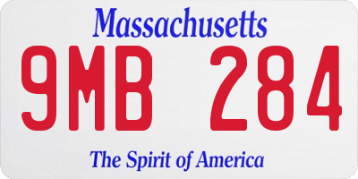 MA license plate 9MB284