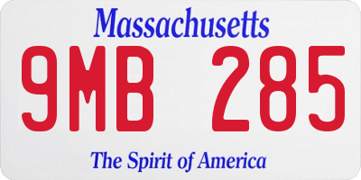 MA license plate 9MB285