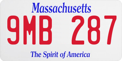 MA license plate 9MB287