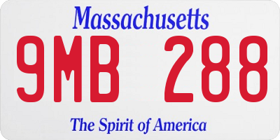 MA license plate 9MB288