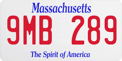 MA license plate 9MB289