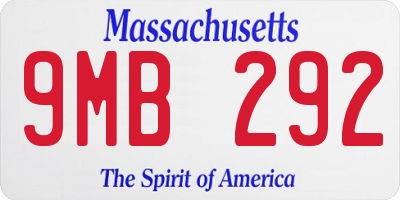 MA license plate 9MB292