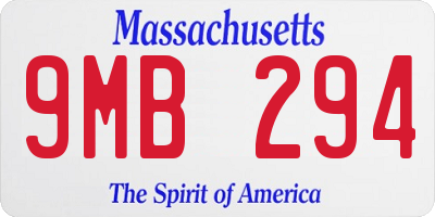 MA license plate 9MB294
