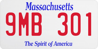 MA license plate 9MB301