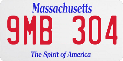 MA license plate 9MB304