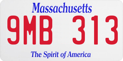 MA license plate 9MB313