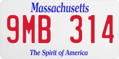 MA license plate 9MB314