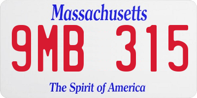 MA license plate 9MB315
