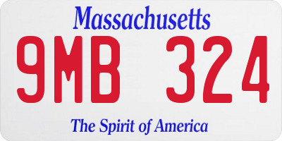 MA license plate 9MB324