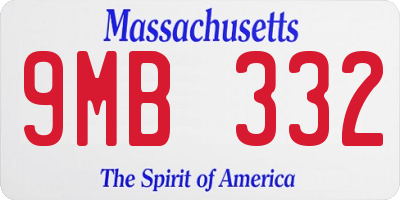 MA license plate 9MB332