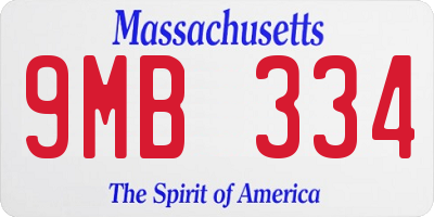 MA license plate 9MB334
