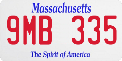 MA license plate 9MB335