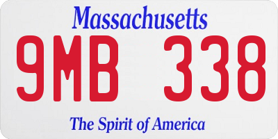 MA license plate 9MB338