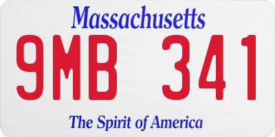 MA license plate 9MB341