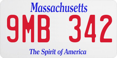 MA license plate 9MB342