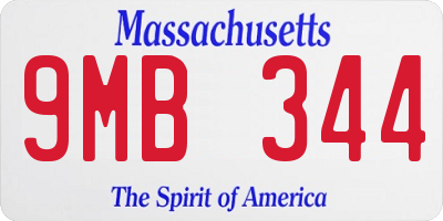 MA license plate 9MB344