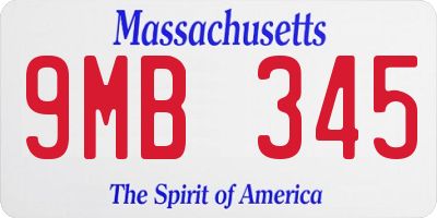 MA license plate 9MB345