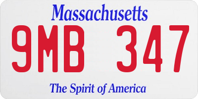 MA license plate 9MB347