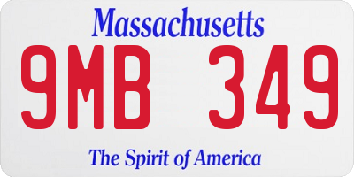 MA license plate 9MB349