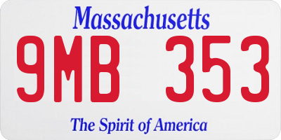 MA license plate 9MB353