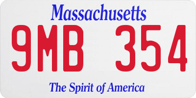 MA license plate 9MB354
