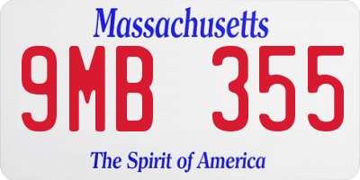 MA license plate 9MB355