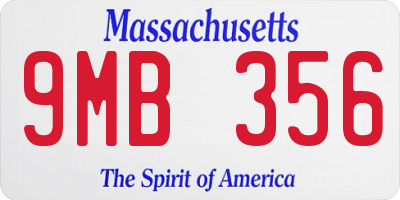 MA license plate 9MB356