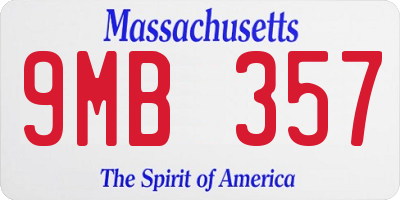 MA license plate 9MB357