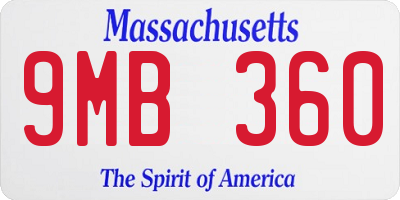 MA license plate 9MB360
