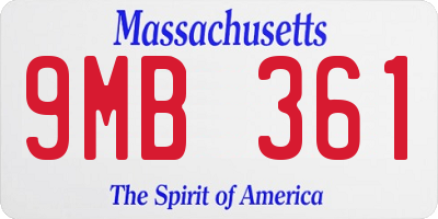 MA license plate 9MB361
