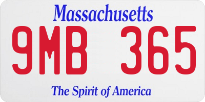 MA license plate 9MB365