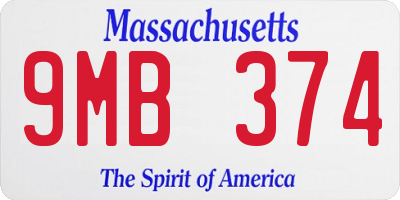 MA license plate 9MB374