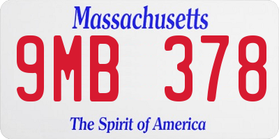 MA license plate 9MB378