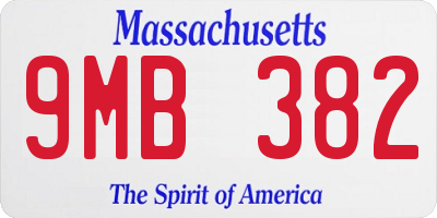 MA license plate 9MB382