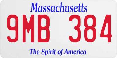 MA license plate 9MB384