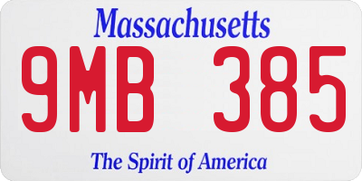 MA license plate 9MB385