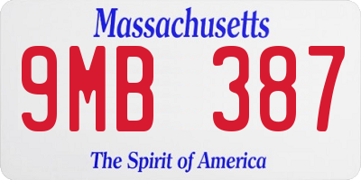 MA license plate 9MB387