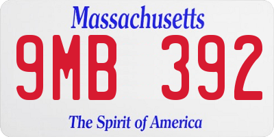 MA license plate 9MB392