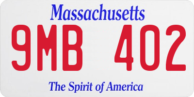 MA license plate 9MB402