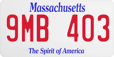 MA license plate 9MB403