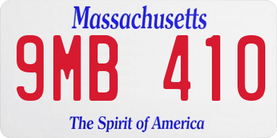 MA license plate 9MB410